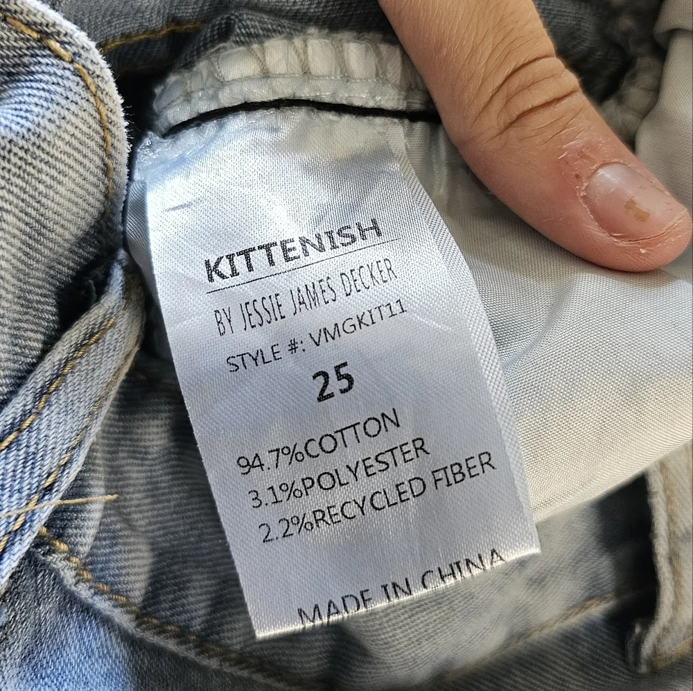 Kittenish Hise Rise Wide Leg Split Hem Retro Denim Jeans Jessie James De… - Picture 8 of 12